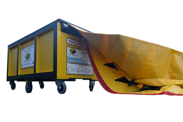 caisson-deploiement-rapide-retention-pollution retencja wody w skrzyni ogniowej na kółkach